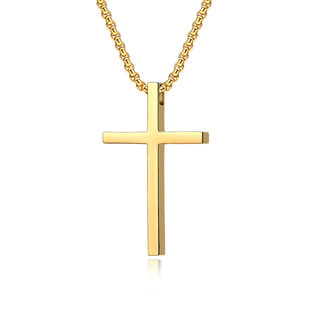 Wholesale Unisex Simple Titanium Steel Cross Pendant Necklace Matte Niche Unique Men's Women's Sweater Chain Pendant